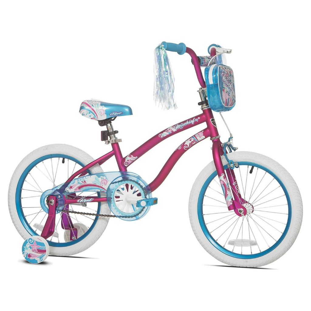 kent 18 in. mischief girl's child bike, pink and blue