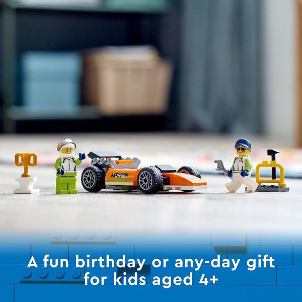 lego city great vehicles race car, 60322 f1 style toy for preschool kids 4 plus years old, with mechanic and racing driver minifigures1