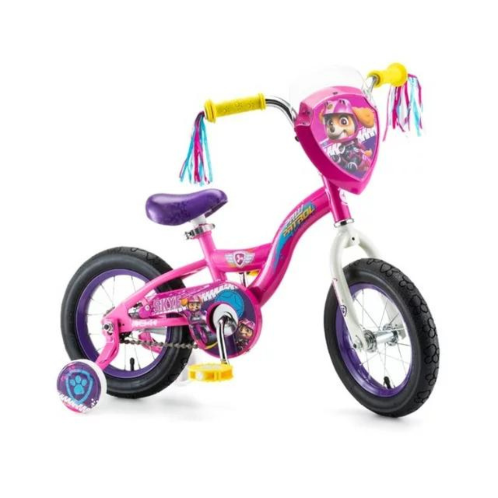 nickelodeon paw patrol skye kids bike for girls, 12 inch wheels, magenta