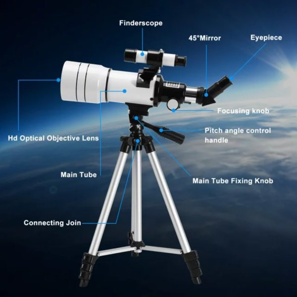 topvision telescope, 70mm telescopes for adults & kids, 300mm portable refractor telescope3