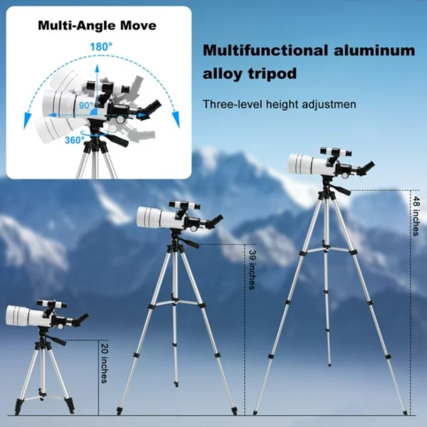 topvision telescope, 70mm telescopes for adults & kids, 300mm portable refractor telescope4
