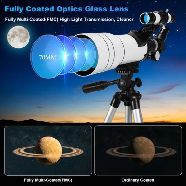 topvision telescope, 70mm telescopes for adults & kids, 300mm portable refractor telescope5