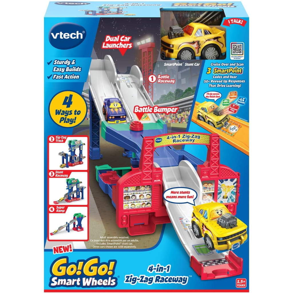 vtech go! go! smart wheels® 4 in 1 zig zag raceway track set & stunt car10