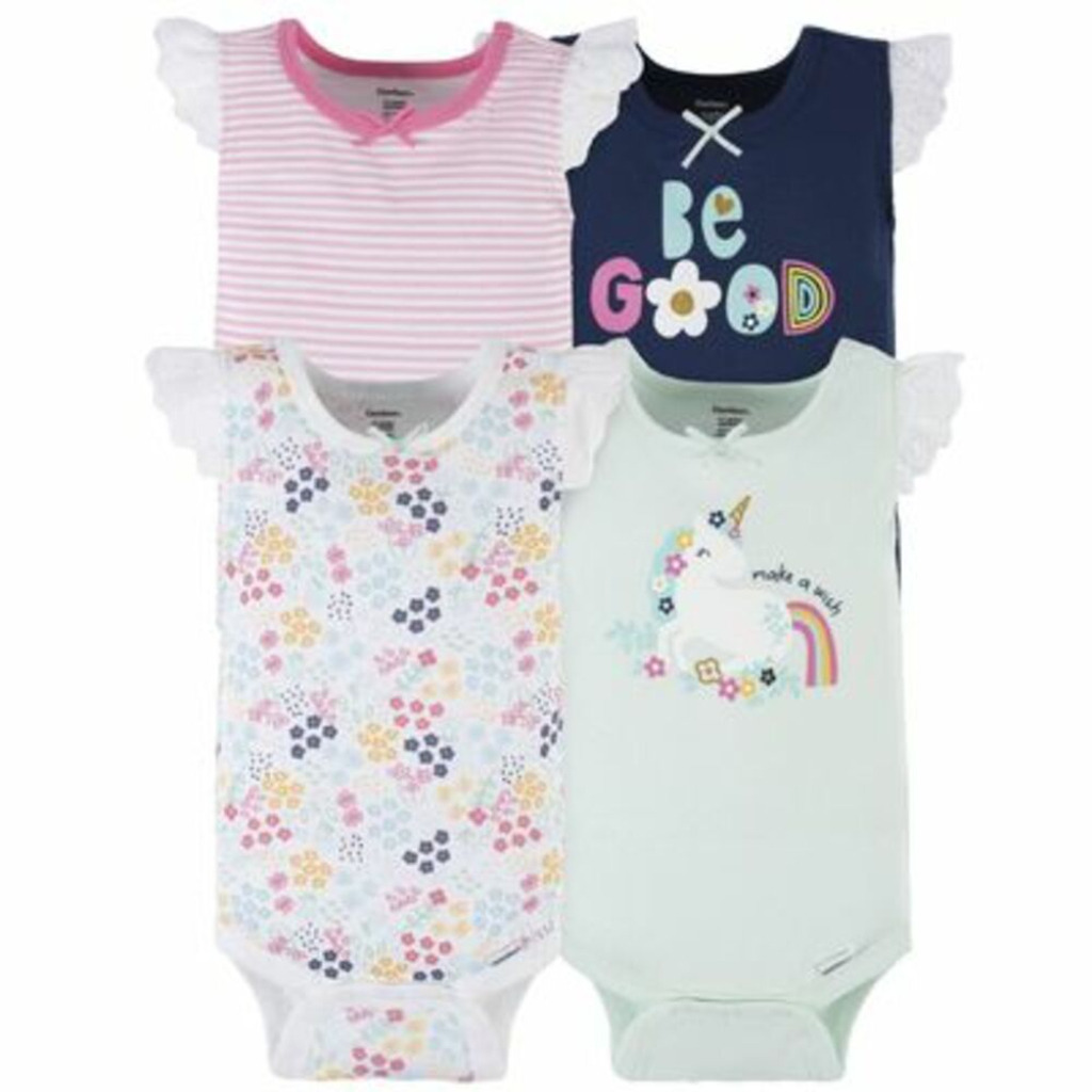 4 pack baby girls unicorn tank onesies bodysuits newborn (dual)1