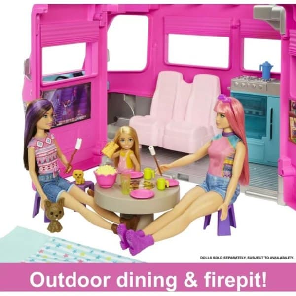 barbie dreamcamper vehicle playset with 60 accessories including pool and 30 inch slide4