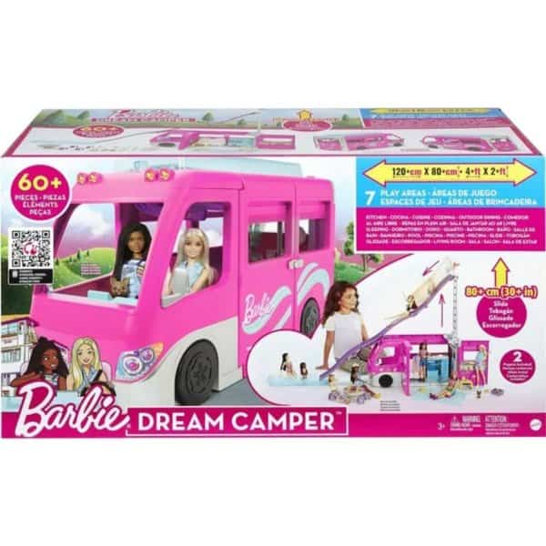 barbie dreamcamper vehicle playset with 60 accessories including pool and 30 inch slide5