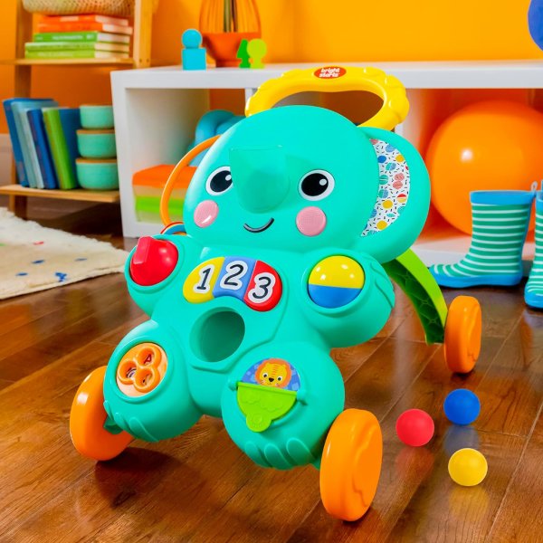 bright starts stroll 'n roll 2 in 1 ball play walker elephant with lights and music4
