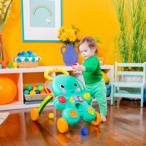 bright starts stroll 'n roll 2 in 1 ball play walker elephant with lights and music8