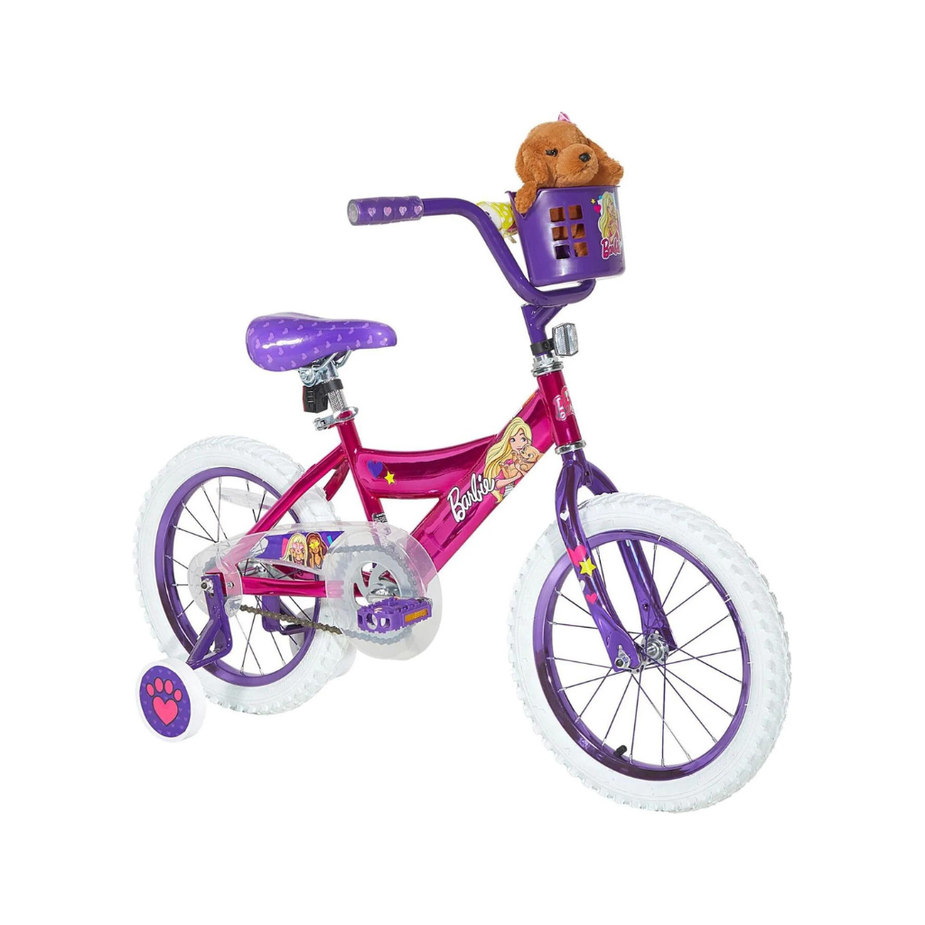 dynacraft 16 barbie girls' bike with plush puppy, pink