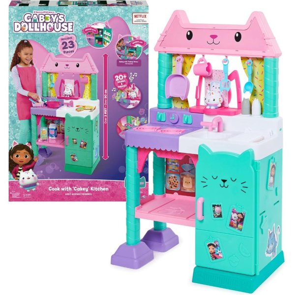 gabby’s dollhouse, cakey play kitchen set, for kids ages 3 and up (7)
