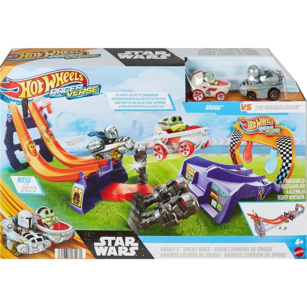 hot wheels racerverse star wars inspired track set grogu and mandalorian vehicles6