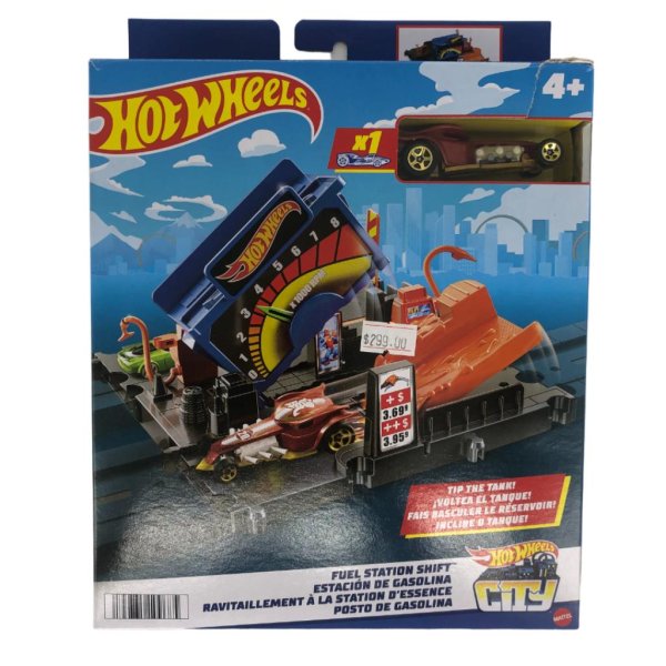 hot wheels city toy car track set downtown repair station playset with 164 scale vehicle, working lift & launcher (1)