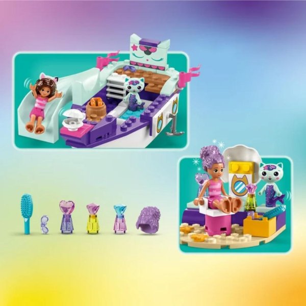 lego gabby's dollhouse gabby & mercat’s ship & spa 10786 building toy for fans of the dreamworks animation series, boat playset (8)