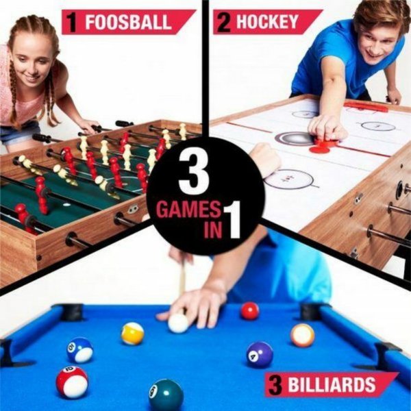 md sports 48 3 in 1 combo game table, pool, hockey, foosball, accessories included2