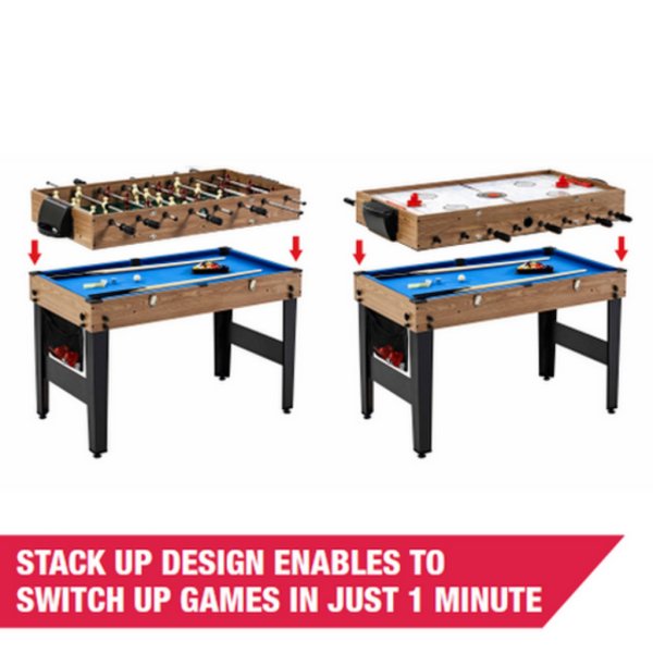 md sports 48 3 in 1 combo game table, pool, hockey, foosball, accessories included5