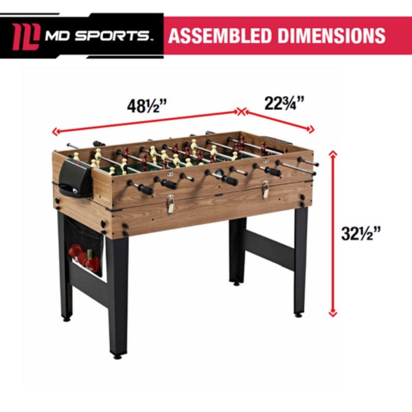 md sports 48 3 in 1 combo game table, pool, hockey, foosball, accessories included6