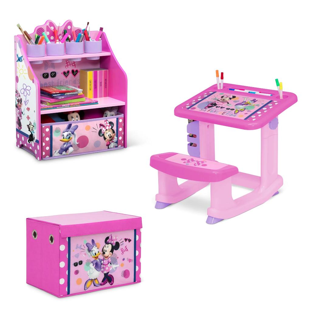 minnie mouse 3 piece art & play toddler room in a box by delta children (1)
