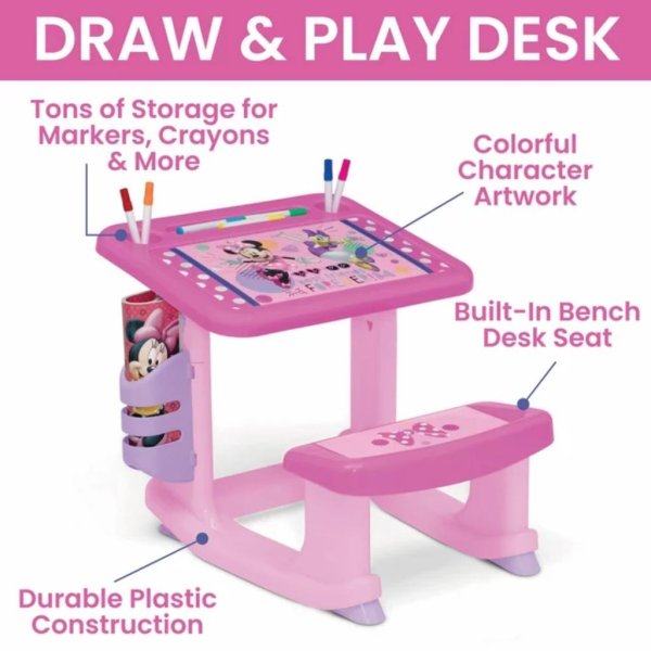 minnie mouse 3 piece art & play toddler room in a box by delta children (10)