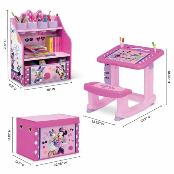 minnie mouse 3 piece art & play toddler room in a box by delta children (4)