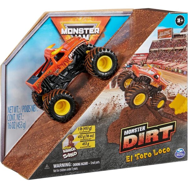 monster jam, el toro loco monster dirt 1lb playset with official 164 (3)