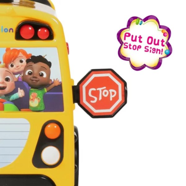 spark. create. imagine. cocomelon school bus ride on with letters, numbers, & music, unisex (3)