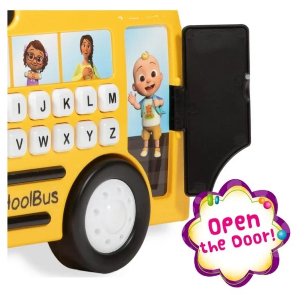 spark. create. imagine. cocomelon school bus ride on with letters, numbers, & music, unisex (5)