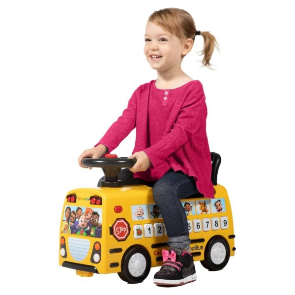 spark. create. imagine. cocomelon school bus ride on with letters, numbers, & music, unisex (6)