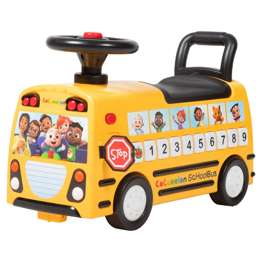 spark. create. imagine. cocomelon school bus ride on with letters, numbers, & music, unisex (8)
