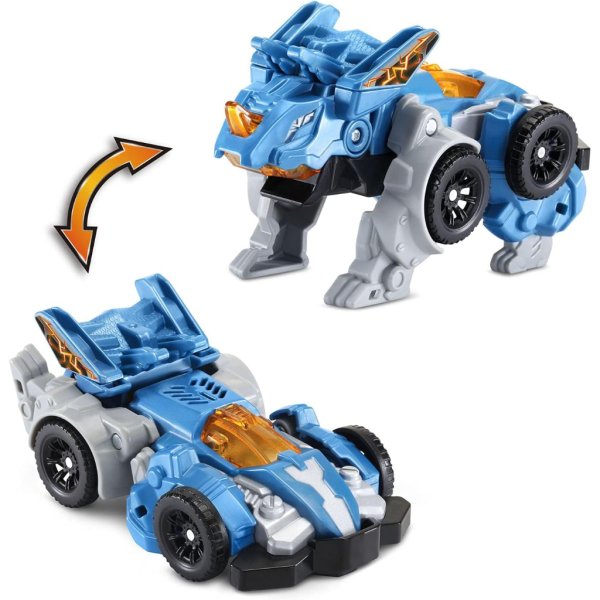 triceratops race car transforming dino track set & 4 play pieces6