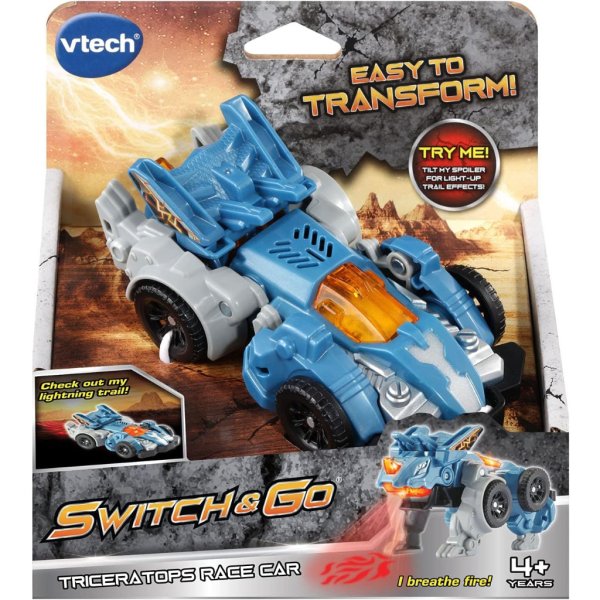 triceratops race car transforming dino track set & 4 play pieces8