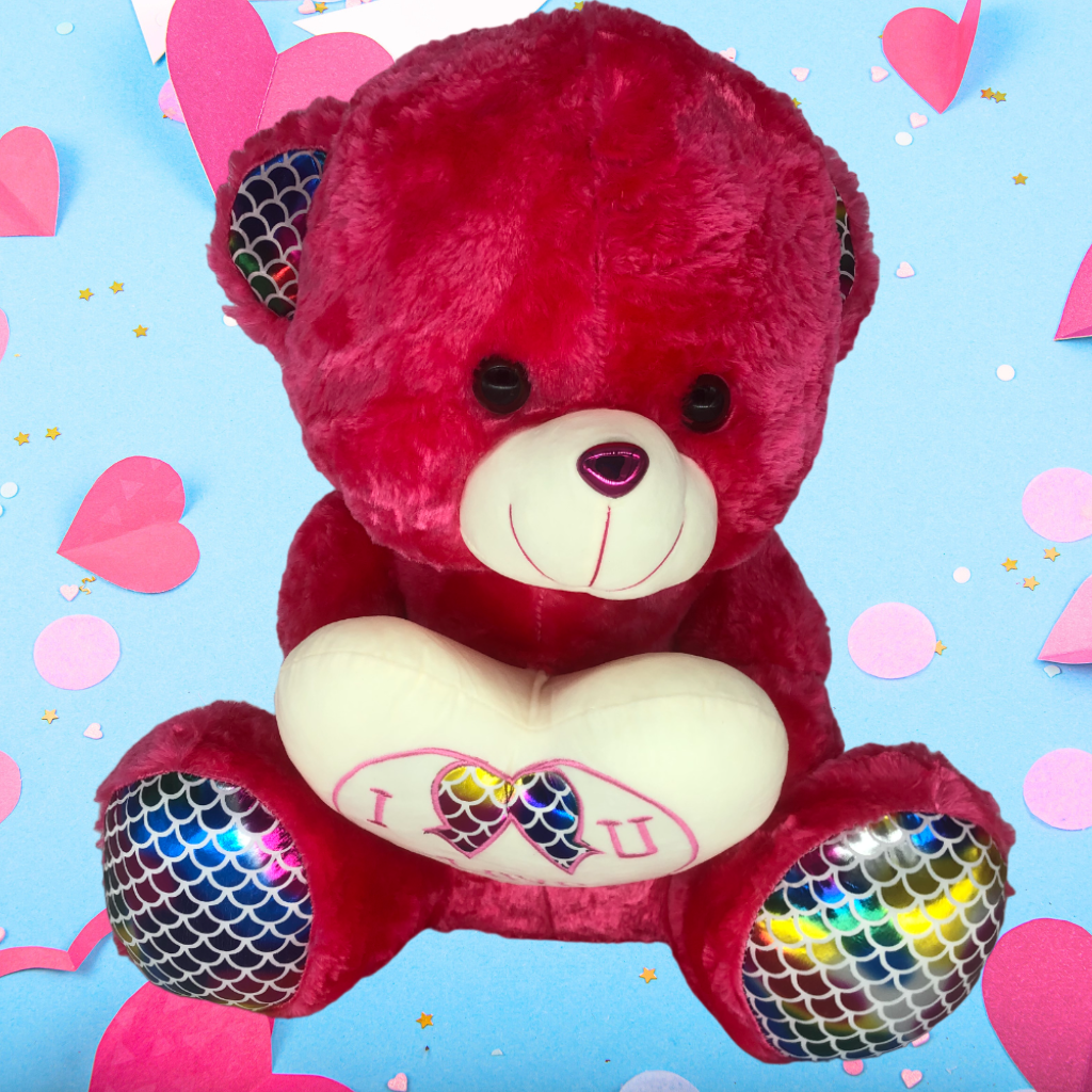 20inch florescent pink teddy w heart