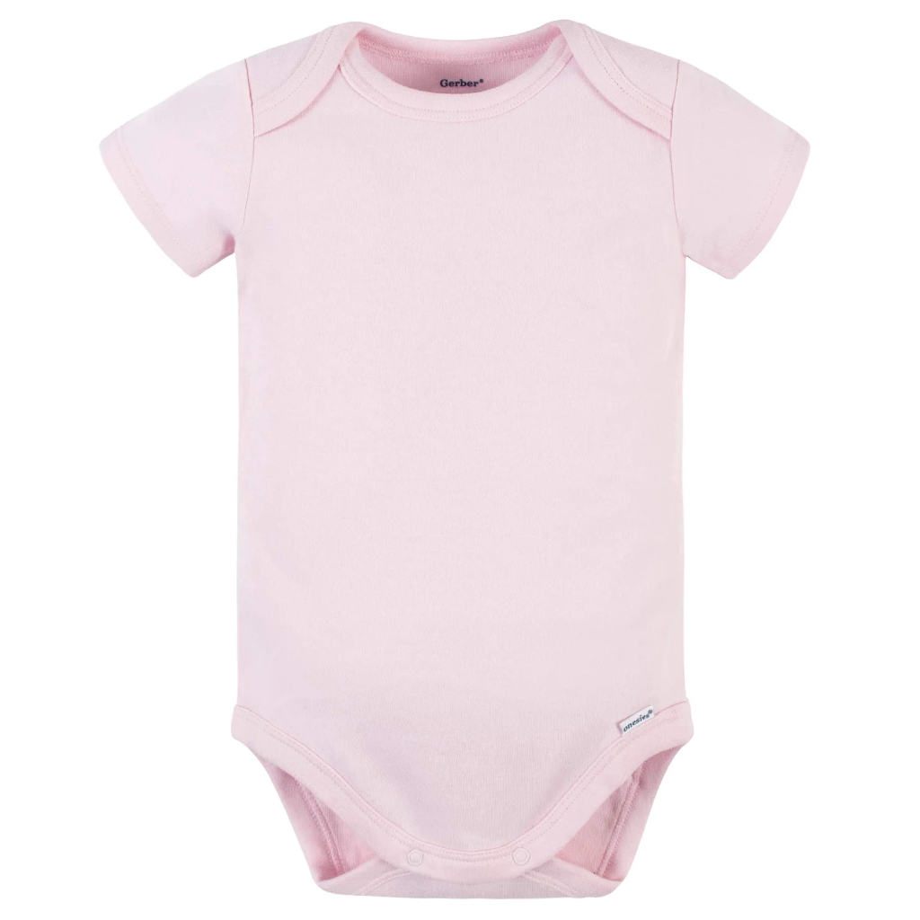 5 pack light pink premium short sleeve onesies® bodysuits 3 6m (1)