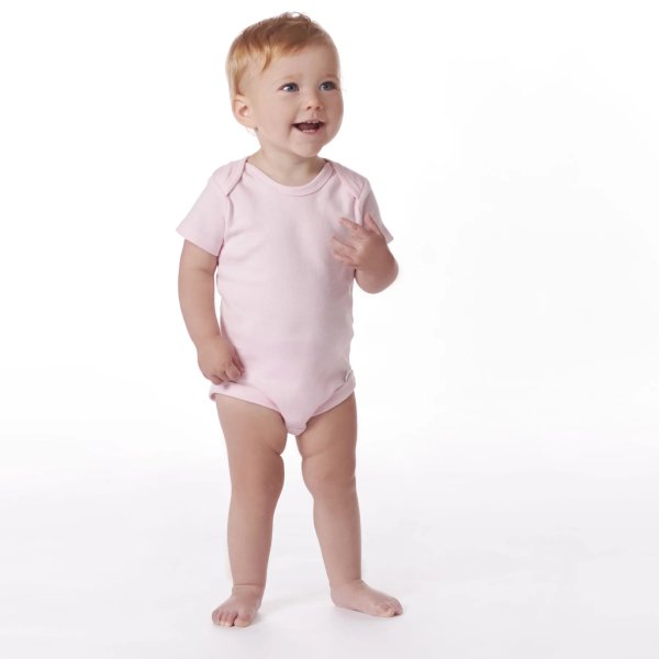 5 pack light pink premium short sleeve onesies® bodysuits 3 6m (3)