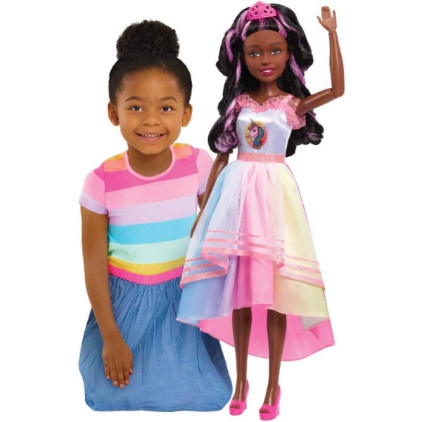 barbie 28 inch best fashion friend unicorn party doll, black hair, kids toys for ages 3 up by just play (4)