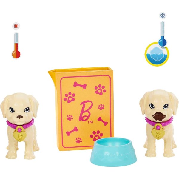 barbie® doll and accessories pup adoption™ playset with doll, 2 puppies and color change (1)