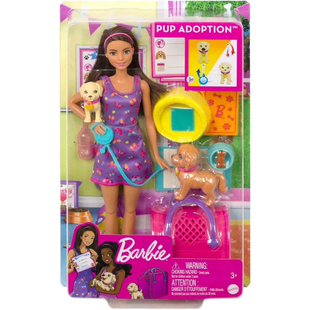 barbie® doll and accessories pup adoption™ playset with doll, 2 puppies and color change (4)