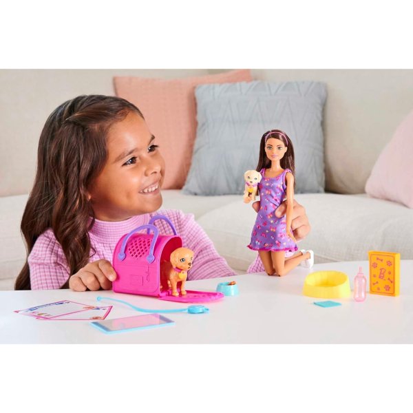barbie® doll and accessories pup adoption™ playset with doll, 2 puppies and color change (5)