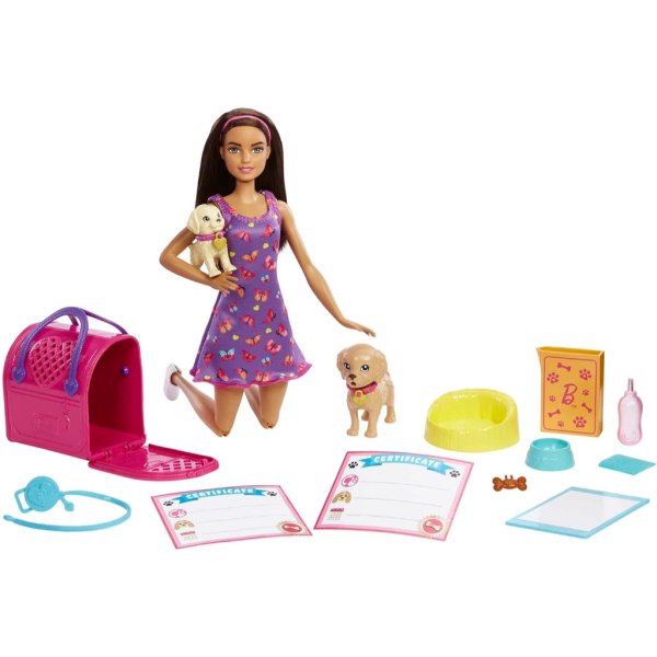 barbie® doll and accessories pup adoption™ playset with doll, 2 puppies and color change (7)