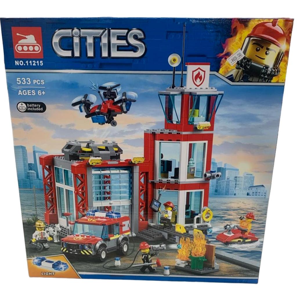 cities fire station with vehicles block set 533 pieces