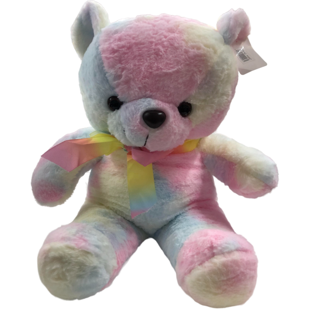 cotton candy teddy plush with bowtie