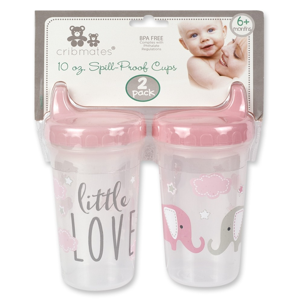 cribmates 2pack 10oz spill proof sippy cups pink