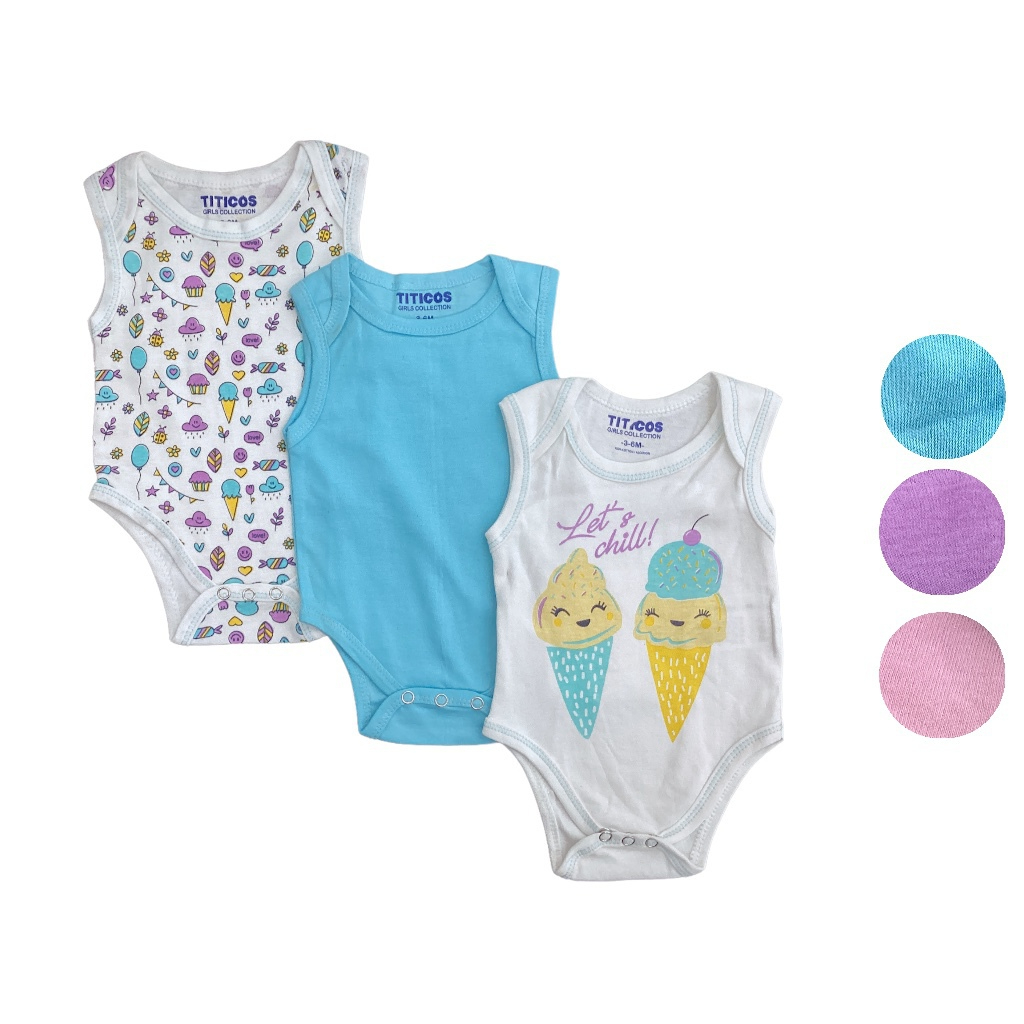 girls short sleeves bodysuit 3pc pack with hanger