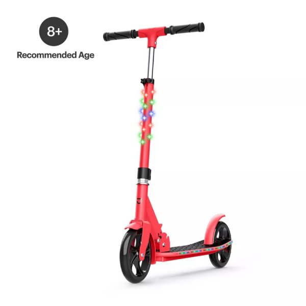jetson jupiter jumbo teen 2 wheel kick scooter (red) includes led lights on stem and deck (1)