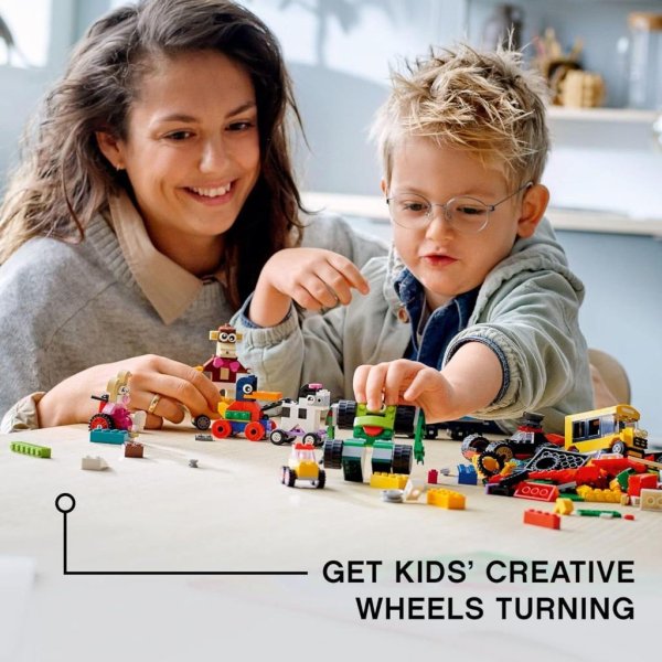 lego classic bricks and wheels 11014 kids’ building toy with fun builds (653 pieces)4