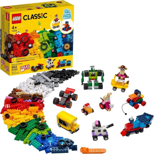 lego classic bricks and wheels 11014 kids’ building toy with fun builds (653 pieces)5
