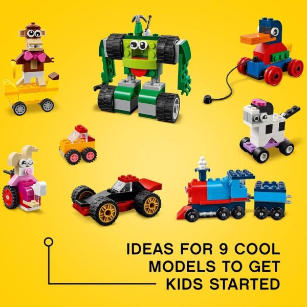 lego classic bricks and wheels 11014 kids’ building toy with fun builds (653 pieces)7