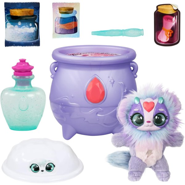 magic mixies color surprise magic cauldron. reveal a mixie plushie from the fizzing cauldron and discover 6 magical color change surprises5