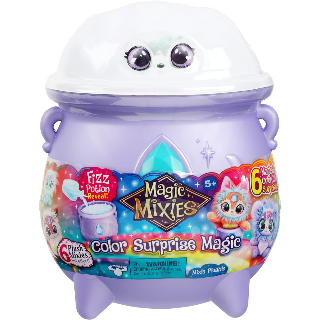 magic mixies color surprise magic cauldron. reveal a mixie plushie from the fizzing cauldron and discover 6 magical color change surprises7