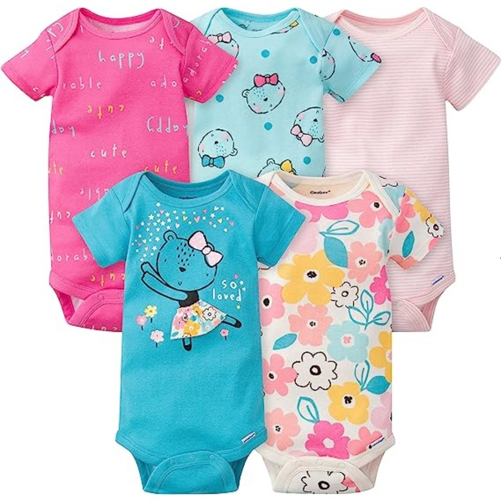 onesies® bodysuits 0 3m5 pack baby girls bear short sleeve (1)