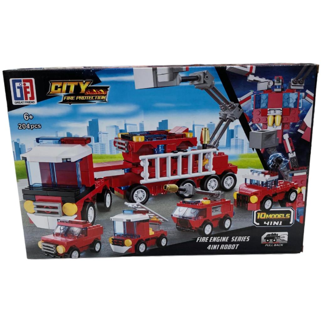 transformable construction blocks 204 pcs fire engine series
